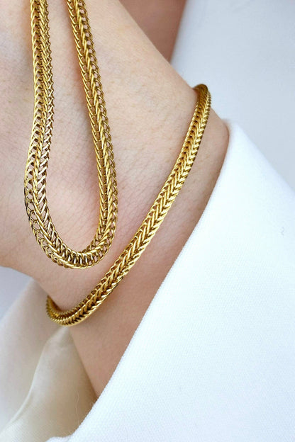 Edelstahl Halskette, stainless steel necklace, collier acier inox, collana acciaio, Gold Halskette, goldene Kette, golden necklace, gold necklace, Halskette, necklace, collana, collier, minimalistische Halskette, Minimalist necklace, Edelstahl Armband, stainless steel bracelet, Bracelet, Armband. Schmuckset, Jewelry set