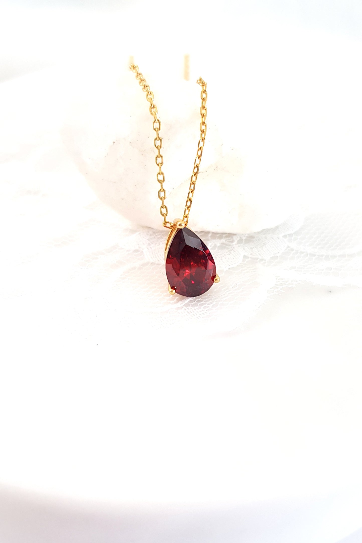 Red Garnet Kette, red garnet necklace, Halskette, necklace, Halskette mit Anhänger, Granat Halskette, red pendant necklace, Kette mit Edelstein Anhänger - rote Granat Halskette Edelstein Anhänger red garnet, 925 Sterlingsilber Halskette