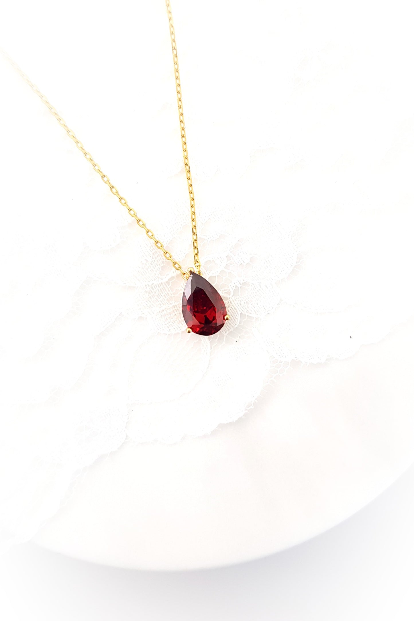 Red Garnet Kette, red garnet necklace, Halskette, necklace, Halskette mit Anhänger, Granat Halskette, red pendant necklace, Kette mit Edelstein Anhänger - rote Granat Halskette Edelstein Anhänger red garnet, 925 Sterlingsilber Halskette