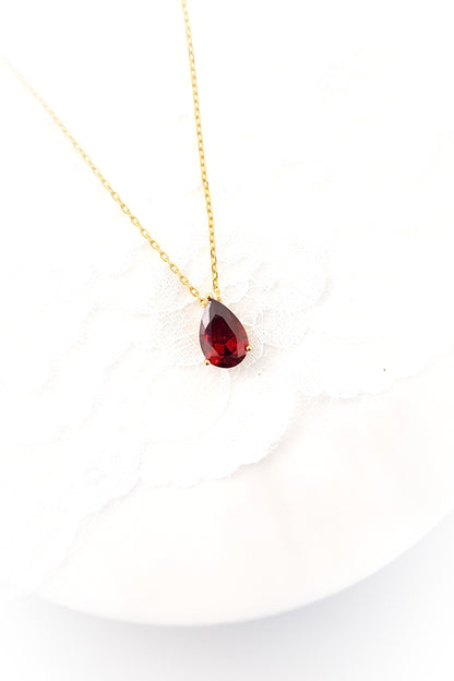 Red Garnet Kette, red garnet necklace, Halskette, necklace, Halskette mit Anhänger, Granat Halskette, red pendant necklace, Kette mit Edelstein Anhänger - rote Granat Halskette Edelstein Anhänger red garnet, 925 Sterlingsilber Halskette