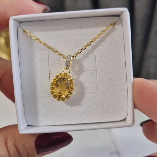 Citrin Halskette, Citrine necklace, Citrin Kette kaufen, Citrine Necklace, golden necklace, Citrine pedant necklace