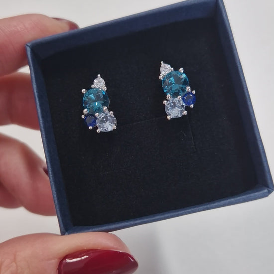 Blau Topas Ohrringe, London Blue Topaz Earrings, Blautopas Ohrringe, Topas Ohrstecker, Silber Ohrringe mit blauen Edelsteinen, Silver Earrings