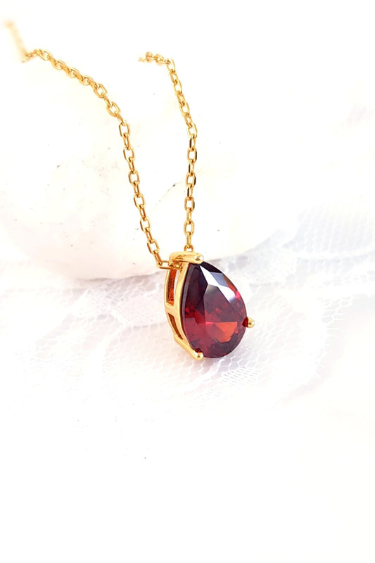 Granat Halskette, garnet necklace, rote Halskette, Red Garnet Kette, red garnet necklace, Halskette, necklace, Halskette mit Anhänger, Granat Halskette, red pendant necklace, Kette mit Edelstein Anhänger - rote Granat Halskette Edelstein Anhänger red garnet, 925 Sterlingsilber Halskette